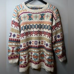 Authentic Forenza Vintage 90s Thick Knit Sweater Shirt Colorful Patterned Sz L